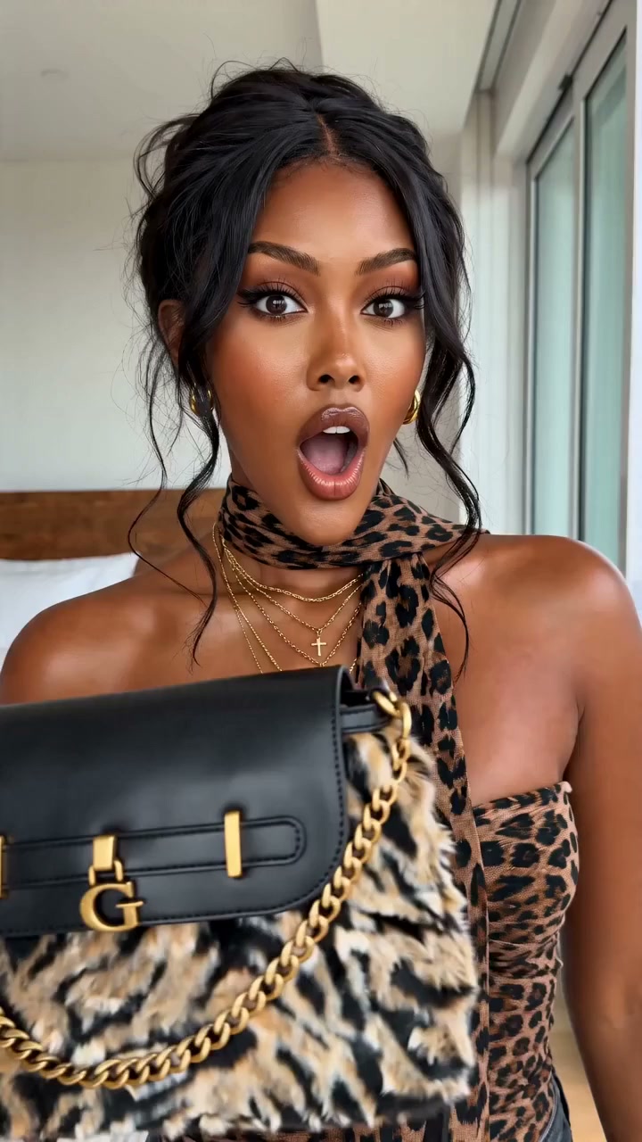 Stella GUESS leopard-print faux fur shoulder bag Try-On