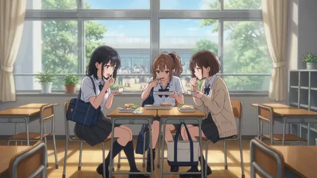 Classroom Lunch — Anime slice-of-life, 30s unbroken
